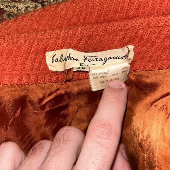Authentic Vintage Salvatore Ferragamo Burnt Orange Wool & Mohair Italian Peacoat - Picture 8 of 12